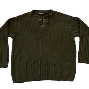 VTG Structure Men’s Fisherman Knit Green Cotton Blend Pullover Sweater L *Read